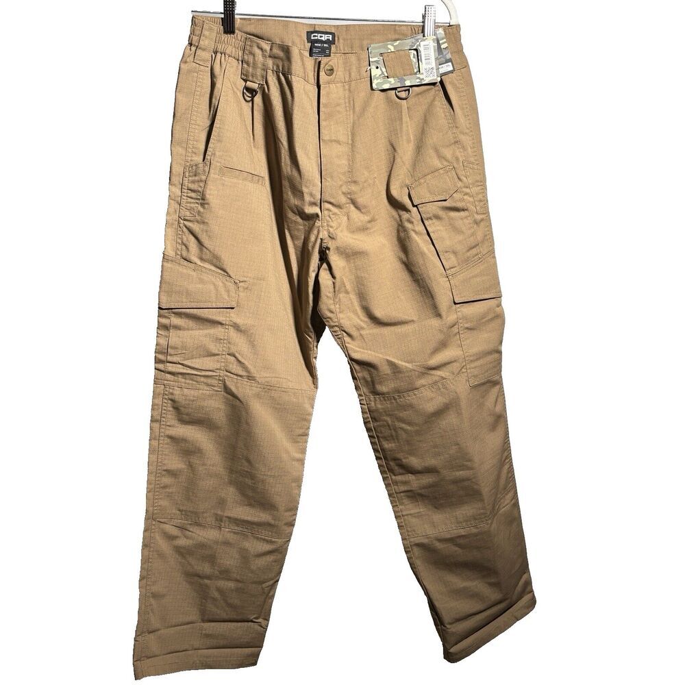 NWT CQR Tan Ripstop Cargo Pants Mens 36 Tactical Water‎ Resistant Tactical Khaki